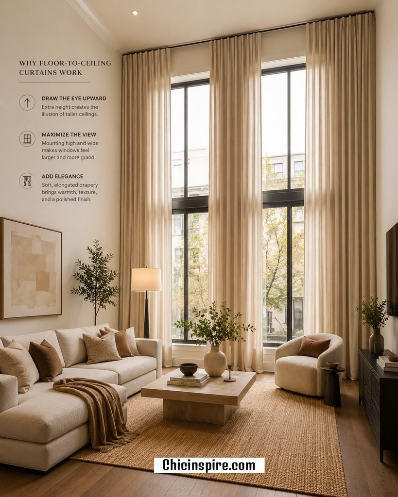 Use Curtains to Make the Room Feel Taller