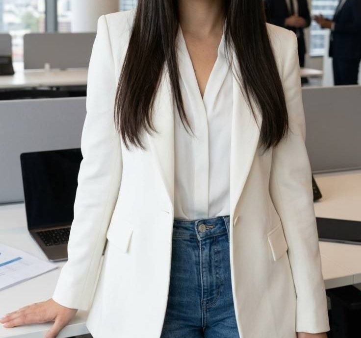 White Blazer Blue Jeans Casual Blazer Outfits: 20 Easy Looks That Feel Stylish and Comfortable