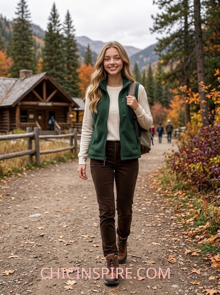 Fall Outfits Over 40: 20 Warm & Cozy Looks for the Season 17 Fall Outfits Over 40: 20 Warm & Cozy Looks for the Season Fleece Vest + Long-Sleeve Tee + Corduroy Pants + Boots